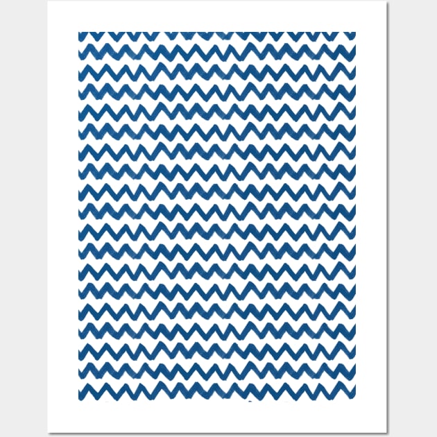 Ink zigzags - classic blue Wall Art by crumpetsandcrabsticks